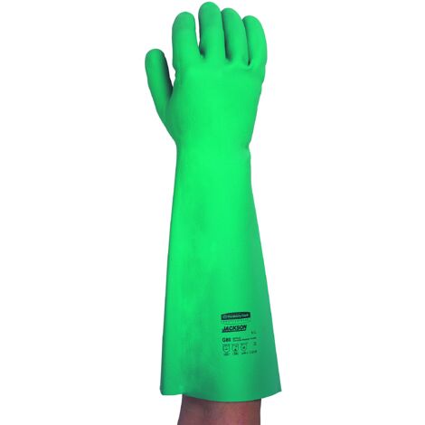 Kimberly Clark 25624 Jackson Safety G80 nitrile Chemical Resistant guanti con polsino lungo, nominale paia, 45 cm, verde (confezione da 12)