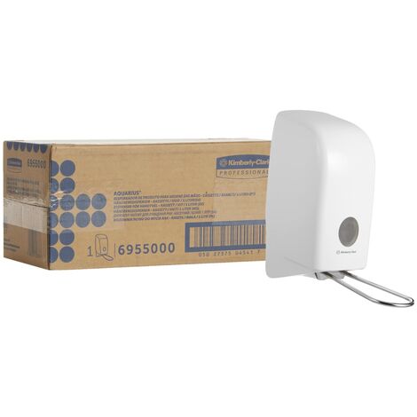 Kimberly Clark Aquarius Dispenser professionale di detergente per mani 6955, Per flaconi di sapone da 1 litro, Leva a gomito, Fissaggio a parete, Bianco