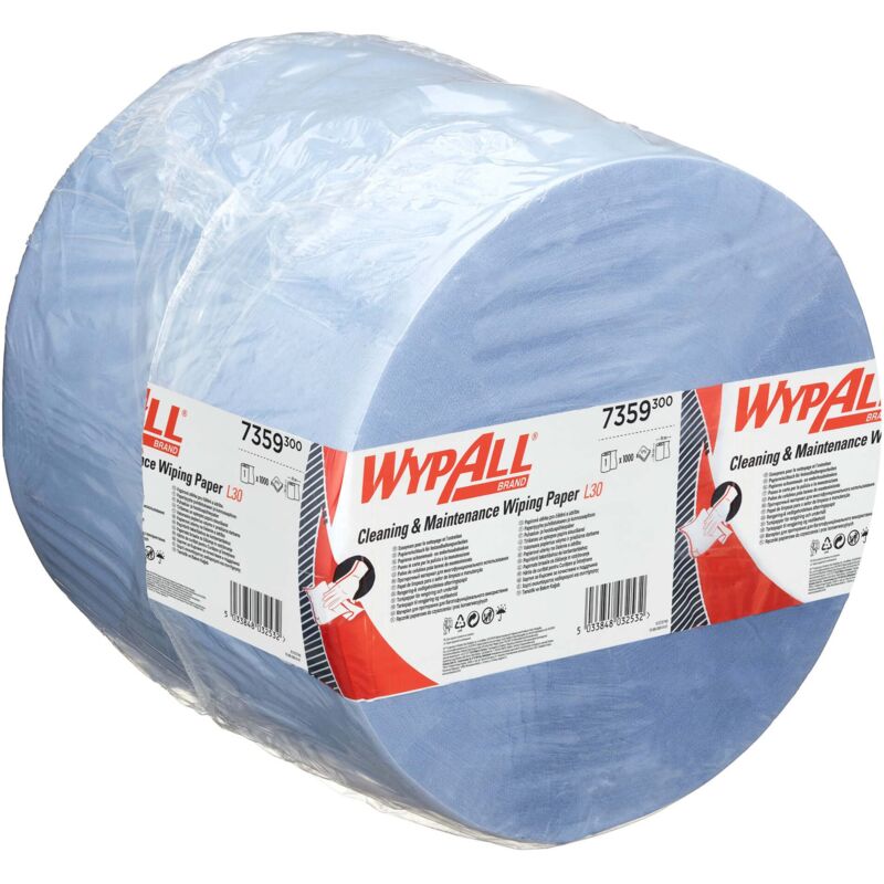 Wypall L30 Ultra Panni per pulizia Bobina grande 7359-1 rotolo x 1.000 fogli a 3 veli, colore azzurro