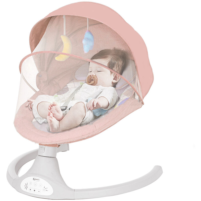 Maerex - Transat électrique Balancelle bébé Chaise Haute 5 Vitesses bluetooth musique Couleur rose