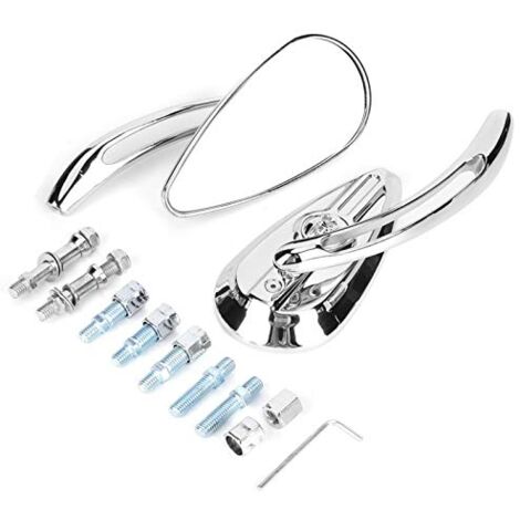 KIMISS Motorrad-Rückspiegel, Aluminium-Teardrop-Totenkopf-Rückspiegel, Chrom-Seitenspiegel, universell für die meisten Motorräder mit 8 mm/0,3 Zoll oder 10 mm/0,4 Zoll Gewinde