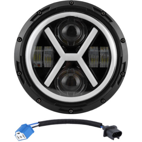 KIMISS Phare à LED, Phare à DEL, Phares à LED de 7 Pouces, Phares de Voiture Ronds de Type X Adaptés pour Wrangler, Etc..