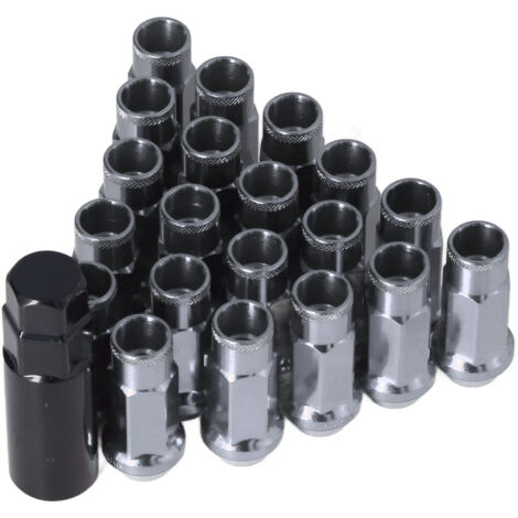 KIMISS Radmuttern, Universal 20 Stück M12x1,25 Metall-Radmuttern Universal-Autozubehör (Silber)