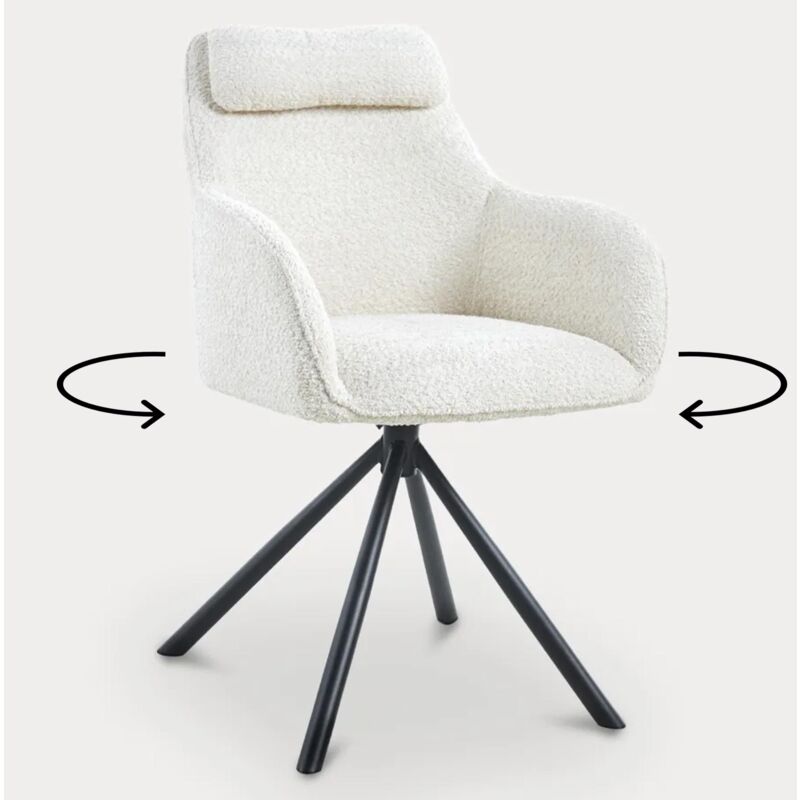 Kimy - Chaise pivotante effet peau de mouton beige