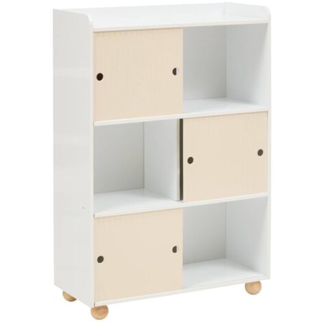 Kinder Aufbewahrungsmöbel Bouli 3 Schiebetüren Beige 69,5x30x101 cm - Atmosphera créateur d'intérieur