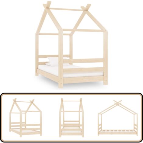 Kinder-Bettgestell Massivholz Kiefer 70x140 cm - Holzbett - Kinderbett - Jugendbett - Baumhausbett - Betten Für Kinder