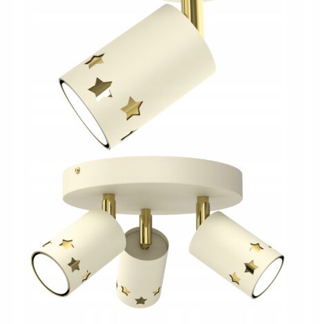 KINDER-DECKENLEUCHTE SPOT LED BEIGE STAR ECRU GOLD GU10