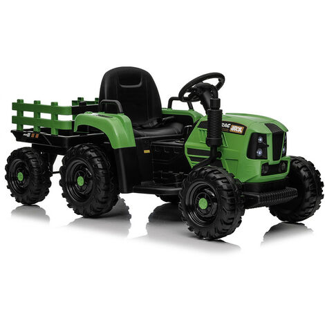 Elektro Kinderauto Traktor TOP-WORKER mit Front- und Hecklader + Anhänger