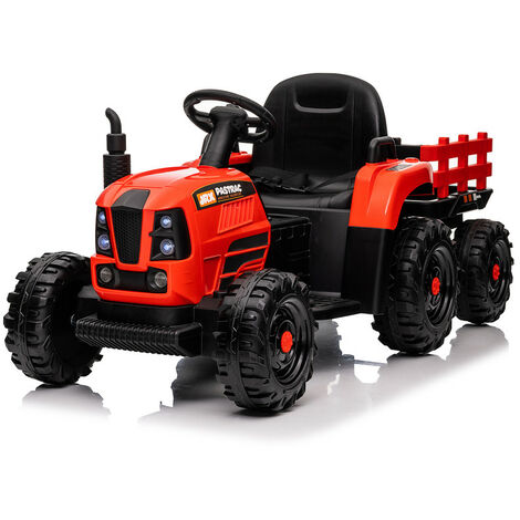 HOMCOM Elektrischen Kinderauto, Kinder-Traktor, inkl. Eltern-Fernbedienung,  max. Geschwindigkeit von 6 km/h; Rot + Schwarz