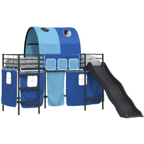 Kinder-Etagenbett Schwarz und Blau 75 x 190 cm Metall vidaXL