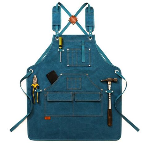 Kinder-Gartenschürze blau, Länge 47cm