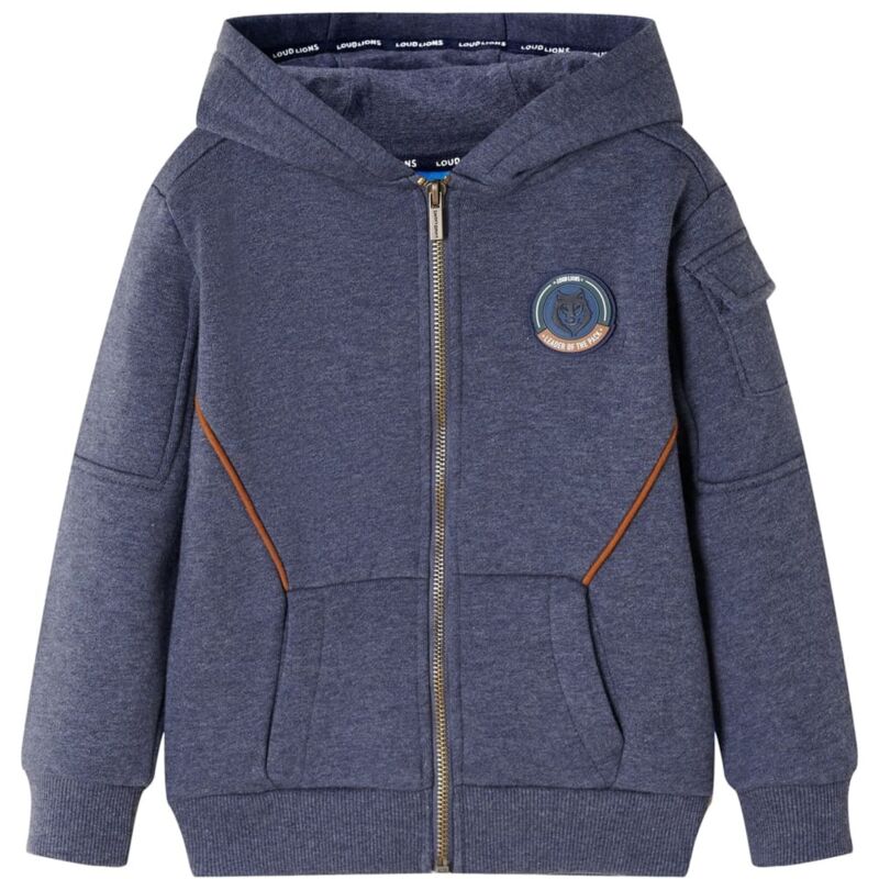 Vidaxl Kinder-kapuzenpullover Mit Reißverschluss Dunkelblau Melange 128