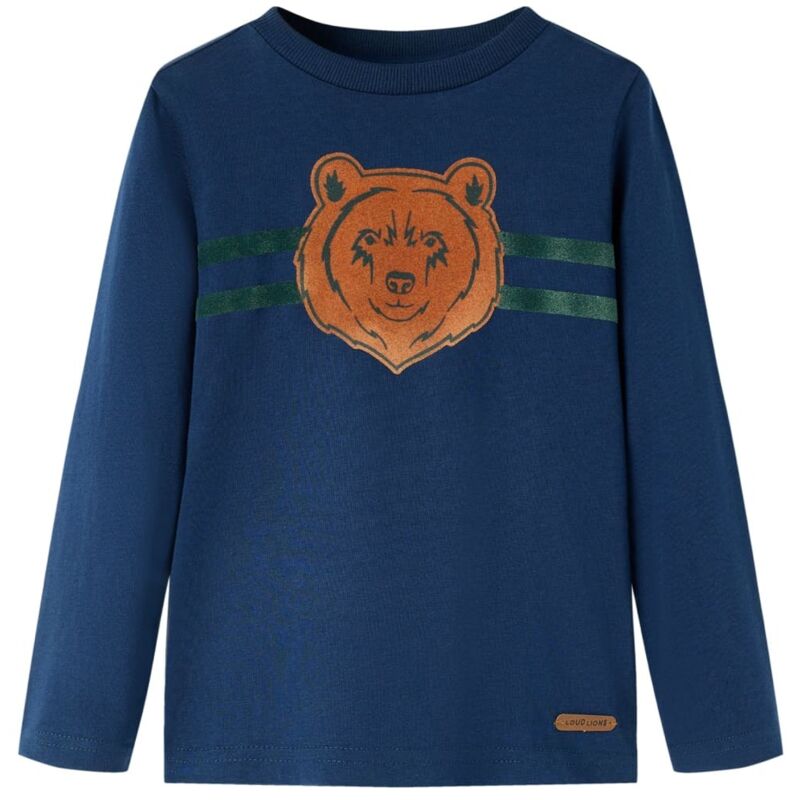 Vidaxl - Kinder-langarmshirt Mit Bären-aufdruck Marineblau 104 46837