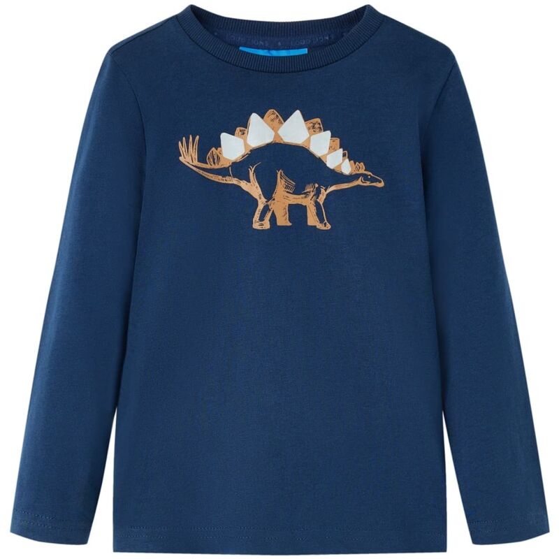 Kinder-langarmshirt Mit Dinosaurier-aufdruck Marineblau 116 Vidaxl69333