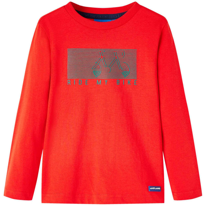 Vidaxl - Kinder-langarmshirt Mit Fahrrad-aufdruck Rot 116 37682