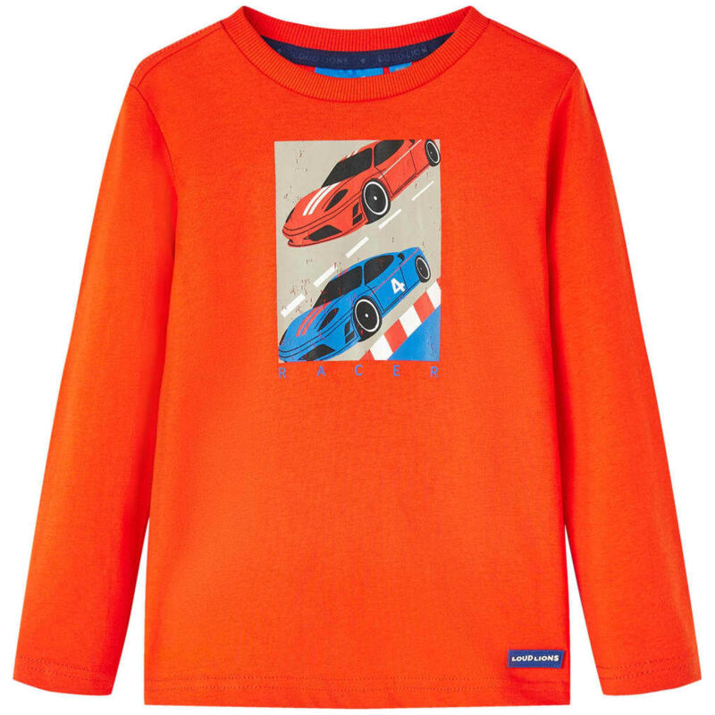 Vidaxl - Kinder-langarmshirt Mit Rennwagen-aufdruck Hellorange 104 32856