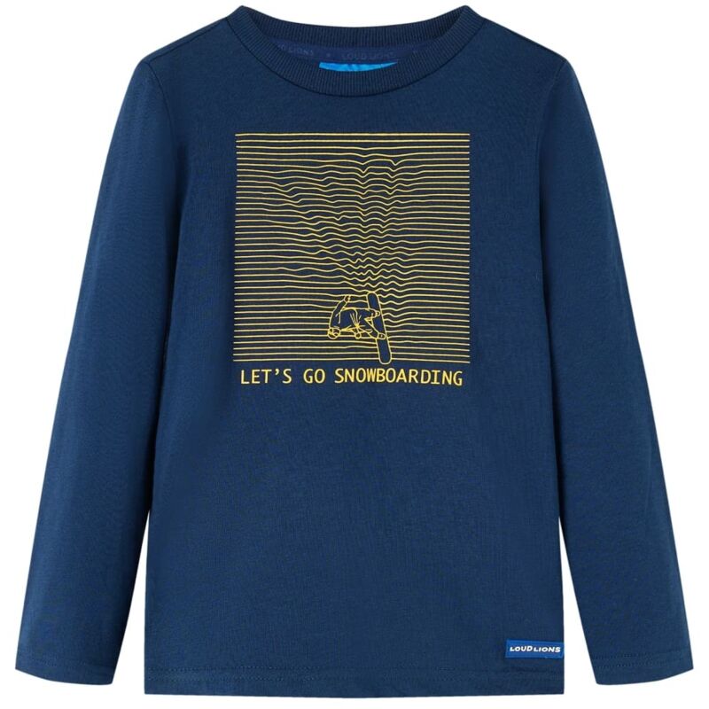 Vidaxl - Kinder-langarmshirt Mit Snowboarding-aufdruck Marineblau 128 71810