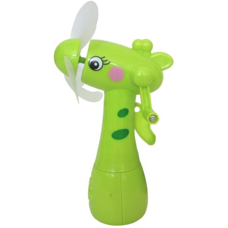 Kinder Mini-Ventilator Giraffe mit Wasserzerstäuber Handventilator Sprühflasche - grün