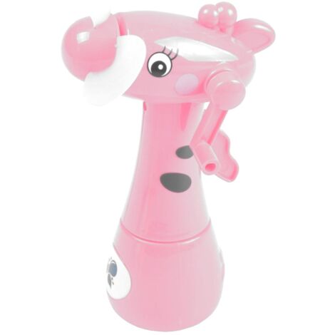 Kinder Mini-Ventilator Giraffe mit Wasserzerstäuber Handventilator Sprühflasche - rosa