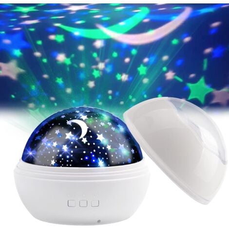 Kinder-Nachtlicht, Stern- und Ozean-Lichtprojektion, 360° drehbar, Projektorlampe, 8 Farbmodi, für Schlafzimmer, Geburtstag, Weihnachten, Abend, Geschenkidee, Weiß