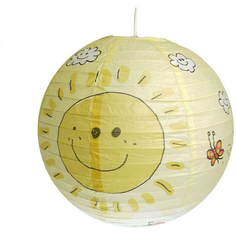 Kinder Papierlampe SONNEN Motiv Lampenschirm Ø40cm Pendelleuchte mit Aufhängung