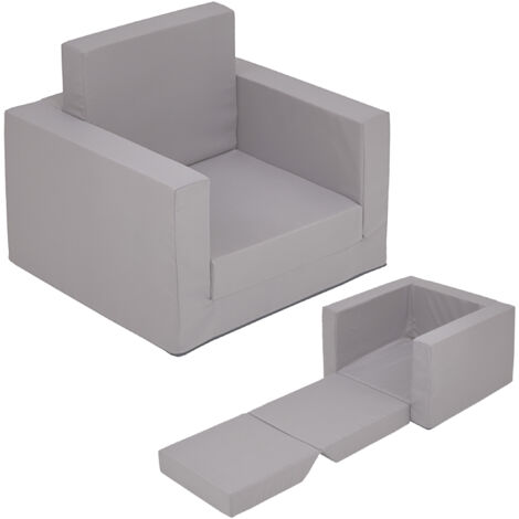 COSTWAY Modulaire kinderbank, 9-delige speelbank van schuimrubber, bouwstenen met comfortabele suède, modulaire bank voor kinderen om te spelen, creatief te zijn, te slapen (grijs