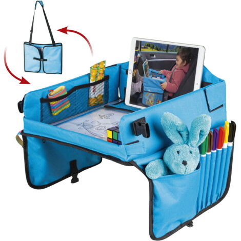 Kinder-Reisespieltisch-Auto mit Tablethalterung blau