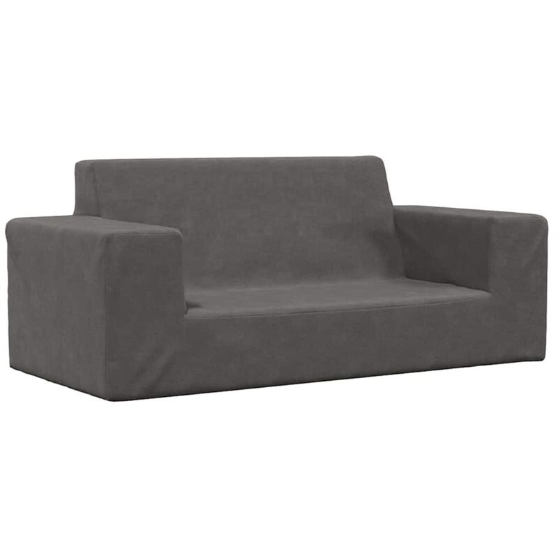 Kindersofa 2-sitzer Anthrazit Weich Plüsch Vidaxl