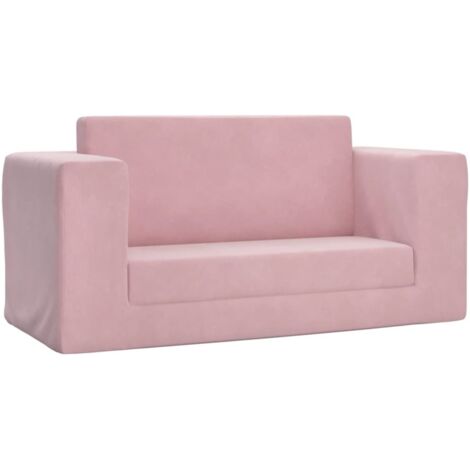Kinder-Schlafsofa 2-Sitzer Rosa Weicher Plüsch vidaXL