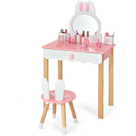 Kinder schminktisch mit hocker prinzessin schminkkommode 60 x 34 x 103 cm rosa wei