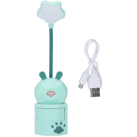Kinder-Schreibtischlampe in Hasenform, warmes, schattenfreies Licht, flexibel und sicher, USB-aufladbar, inklusive Aufbewahrungsbox