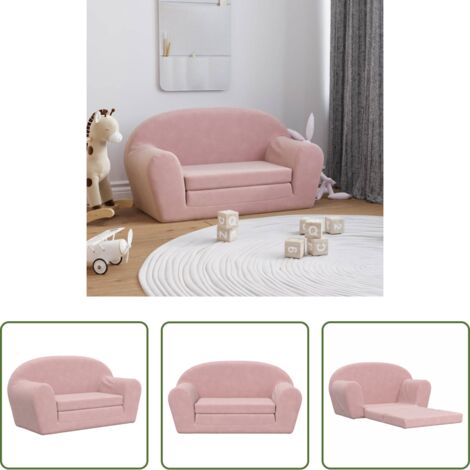 Kinder-Sessel -  Kinder-Schlafsofa 2-Sitzer Rosa Weicher Plüsch