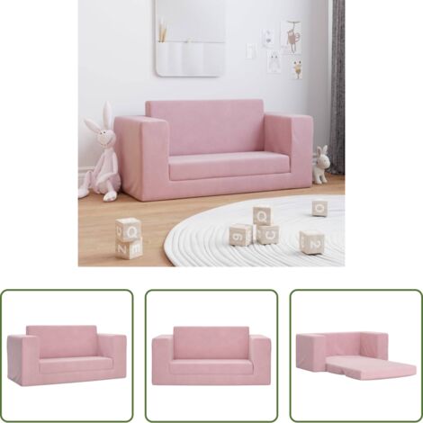 Kinder-Sessel -  Kinder-Schlafsofa 2-Sitzer Rosa Weicher Plüsch