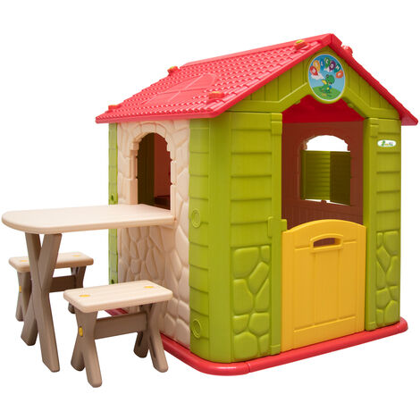 Kinder Spielhaus ab 1 - Garten Kinderhaus mit Tisch - Indoor Kinderspielhaus - grün