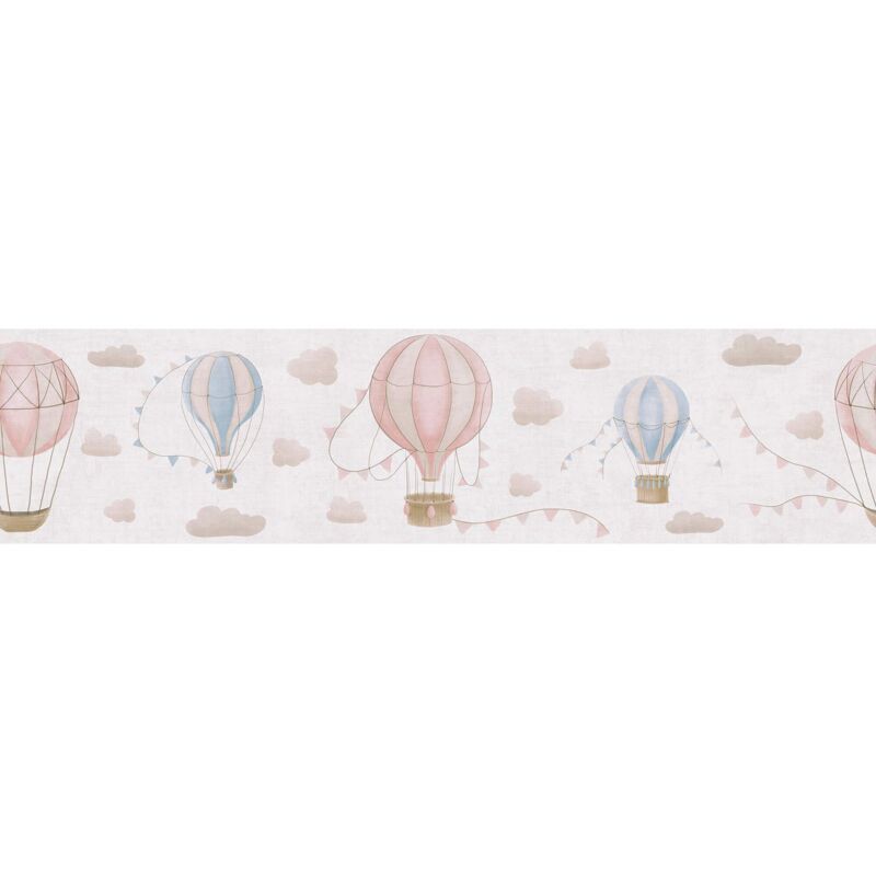 Kinder Tapete Profhome 771351 Bordüre Glatt Mit Wolken Matt Creme Beige Blau Rosa 5 M