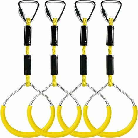 Kinder Turnring, Trapezschaukel Zubehör Klettergerüst Schaukelring Ninja Line Slackline Outdoor Hindernisparcours Ausrüstung (Gelb)