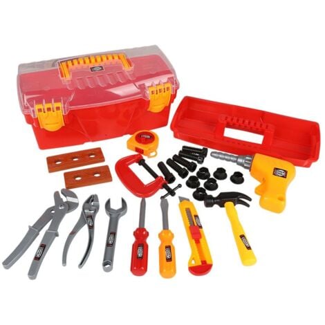 Kinder-Werkzeug-Set 24-tlg Werkzeugkoffer Werkzeugkiste Werkzeugkasten Werkstatt