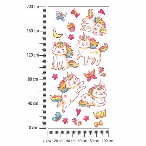 Kinderaufkleber Bunte Einhörner 100x200cm