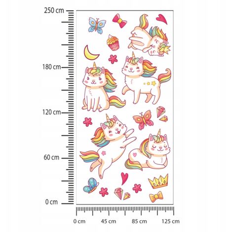 Kinderaufkleber Bunte Einhörner 125x250cm