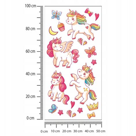 Kinderaufkleber Bunte Einhörner 50x100cm