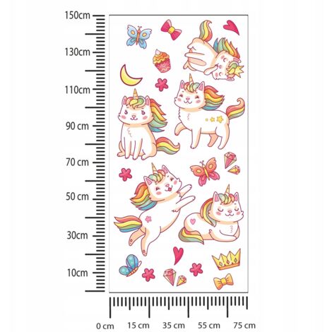 Kinderaufkleber Bunte Einhörner 75x150cm