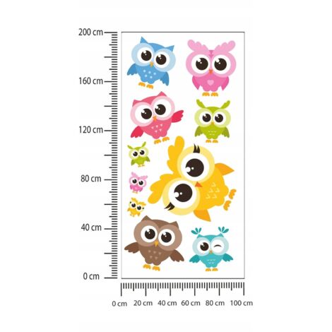 Kinderaufkleber Bunte Eulen 100x200cm