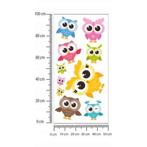 Kinderaufkleber Bunte Eulen 50x100cm