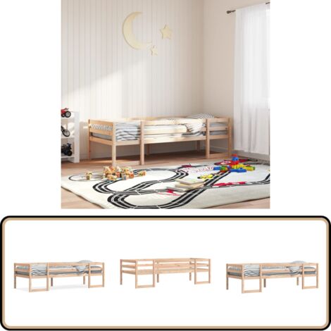 Kinderbett 75x190 cm Massivholz Kiefer - Holz Kinderbett - Kiefernholz Bett - Jugendbett - Kinderzimmer Dekoration - Massivholzkinderbett