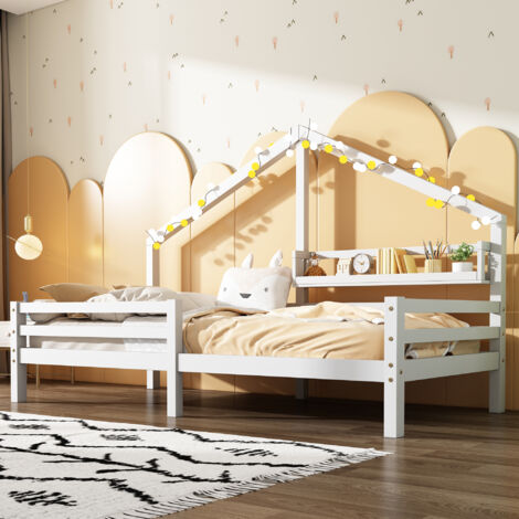 Kinderbett 90x200 cm Mit Integriertem Regal In Hausform