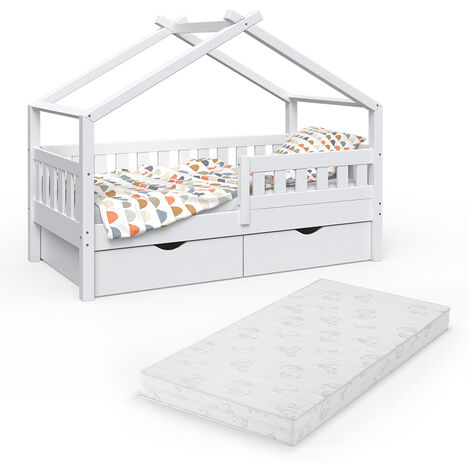 Kinderbett „Design“ 160x80cm Natur mit Matratze und Schubladen VitaliSpa