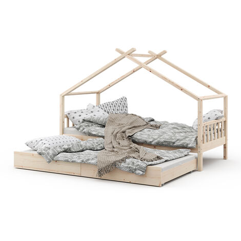 Kinderbett „Design“ 200x90cm Natur mit Gästebett VitaliSpa