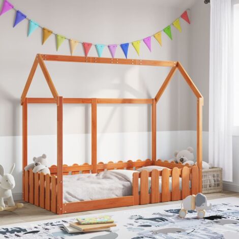 Kinderbett in Hausform 80x160cm aus massivem Kiefernholz