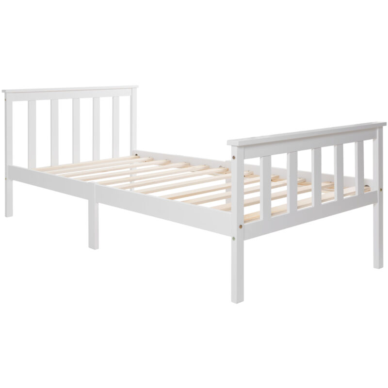 Mivray Kinderbett Massivholz Mit Lattenrost 90x200 Cm, Weiß