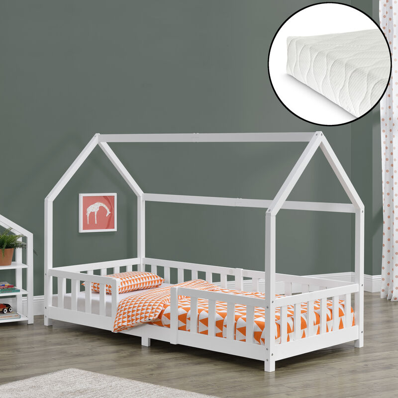 Kinderbett Sisimiut 90x200 cm mit Kaltschaummatratze Weiß